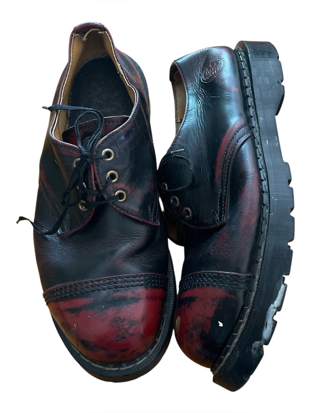 Grinders men’s vintage steel toe oxblood low tops